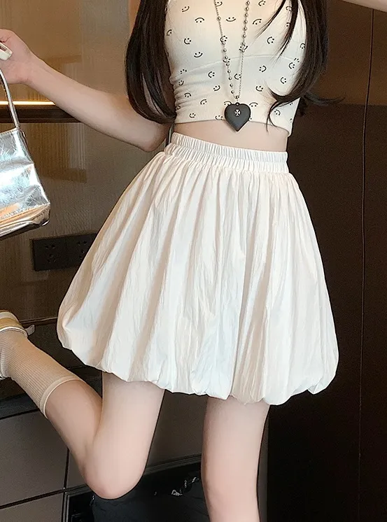 パンツ裏地ウエストゴムバルーンミニスカート | 詳細画像1