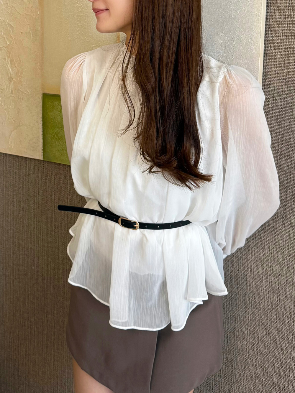 ベルト付バックリボンシフォンブラウス | 詳細画像3