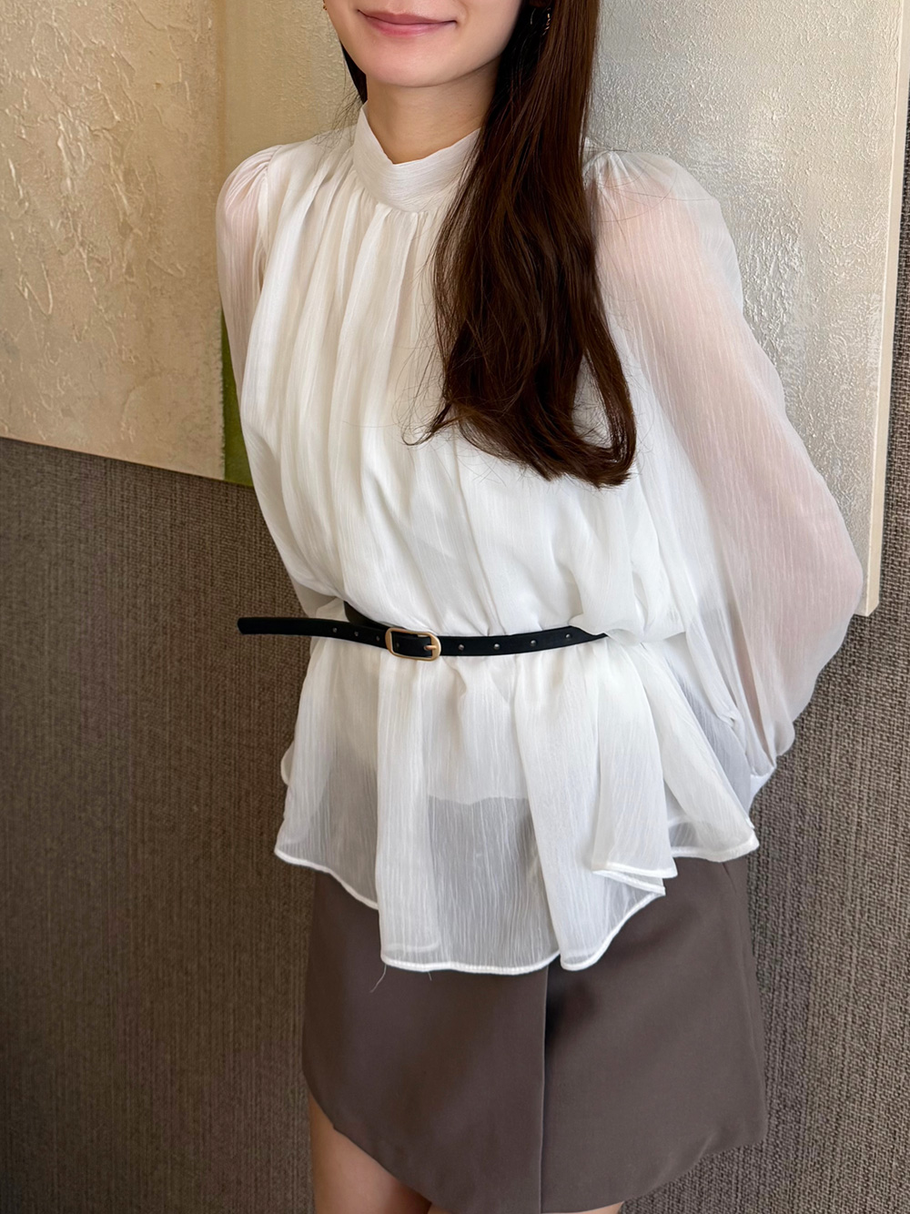 ベルト付バックリボンシフォンブラウス | 詳細画像7