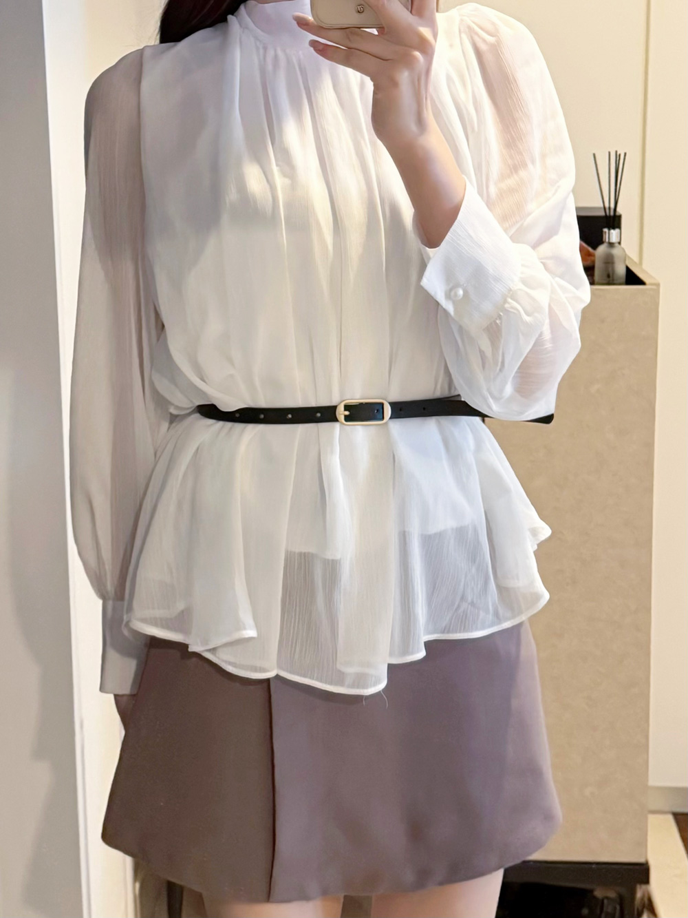 ベルト付バックリボンシフォンブラウス | 詳細画像11