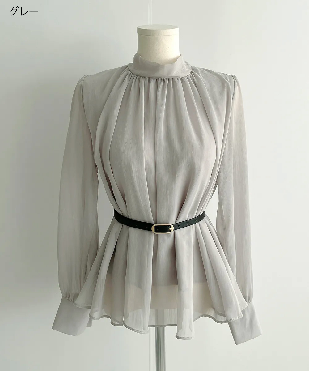 ベルト付バックリボンシフォンブラウス | 詳細画像14