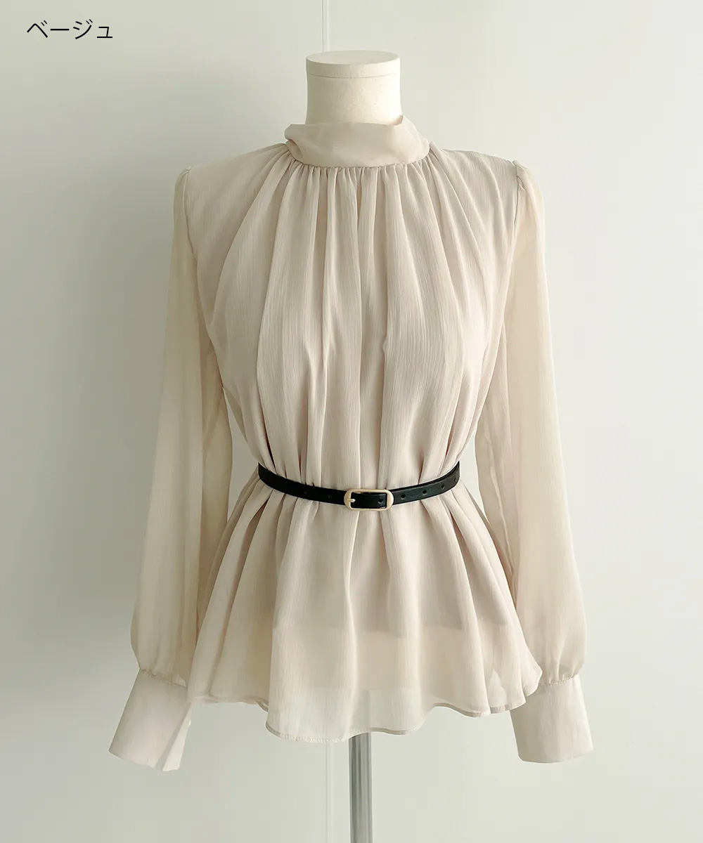 ベルト付バックリボンシフォンブラウス | 詳細画像15