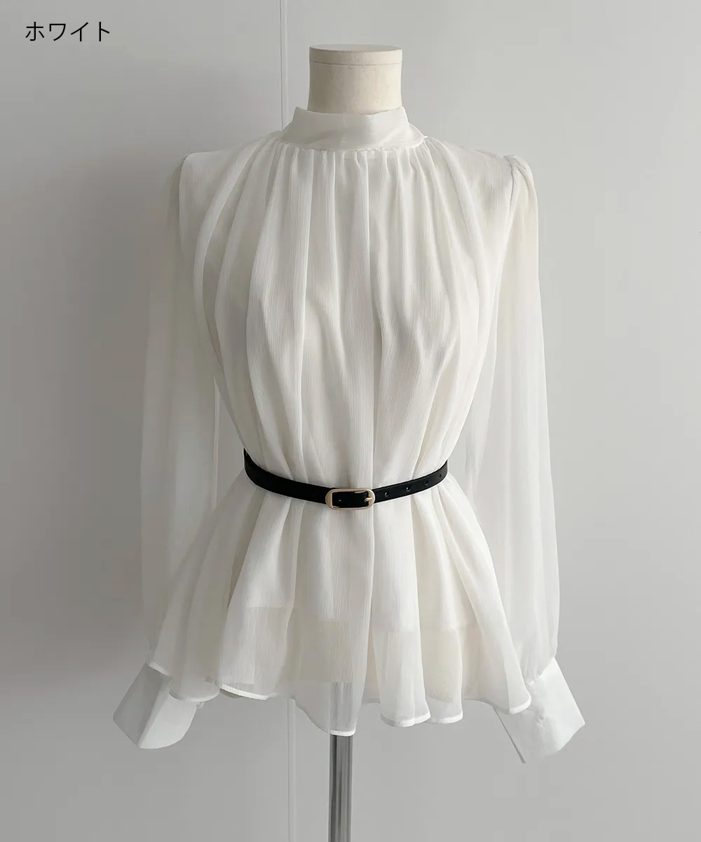 ベルト付バックリボンシフォンブラウス | 詳細画像16