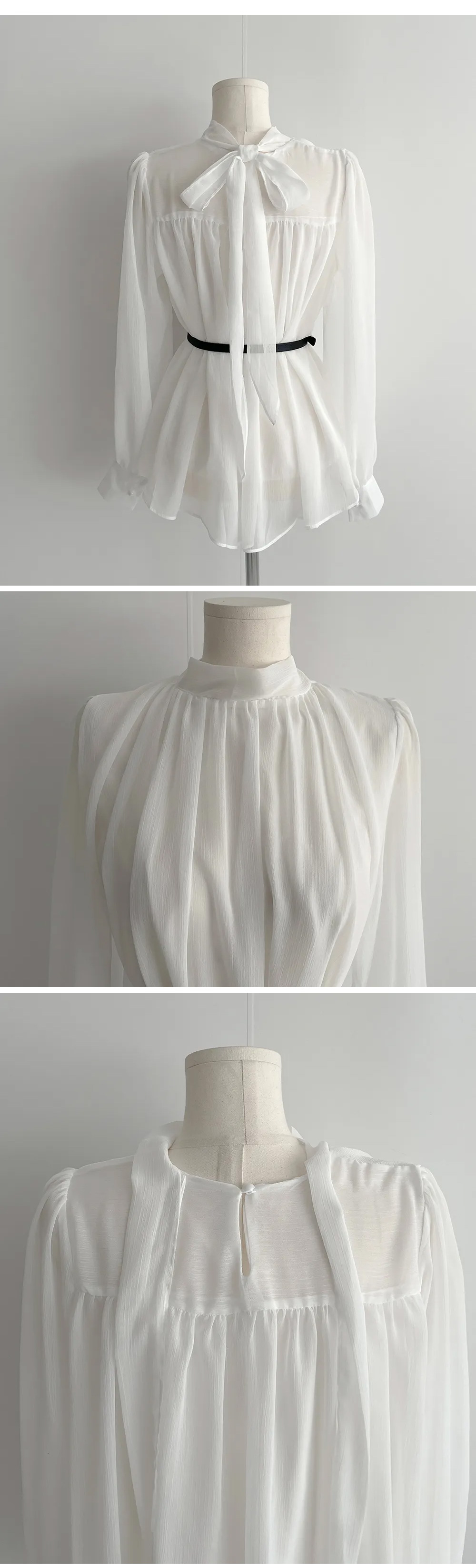 ベルト付バックリボンシフォンブラウス | 詳細画像17