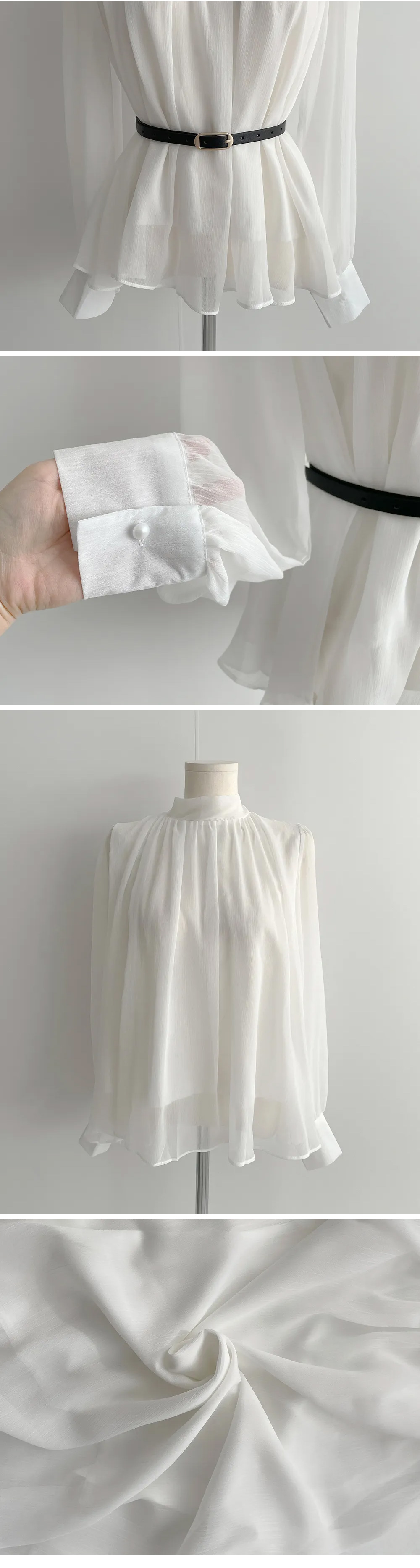 ベルト付バックリボンシフォンブラウス | 詳細画像18