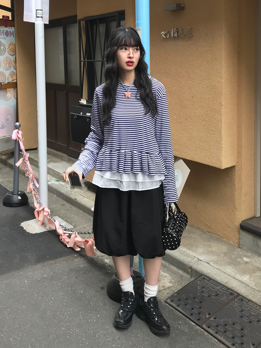 ボーダーフリルレイヤードTシャツ | レディースファッション通販 - DHOLIC