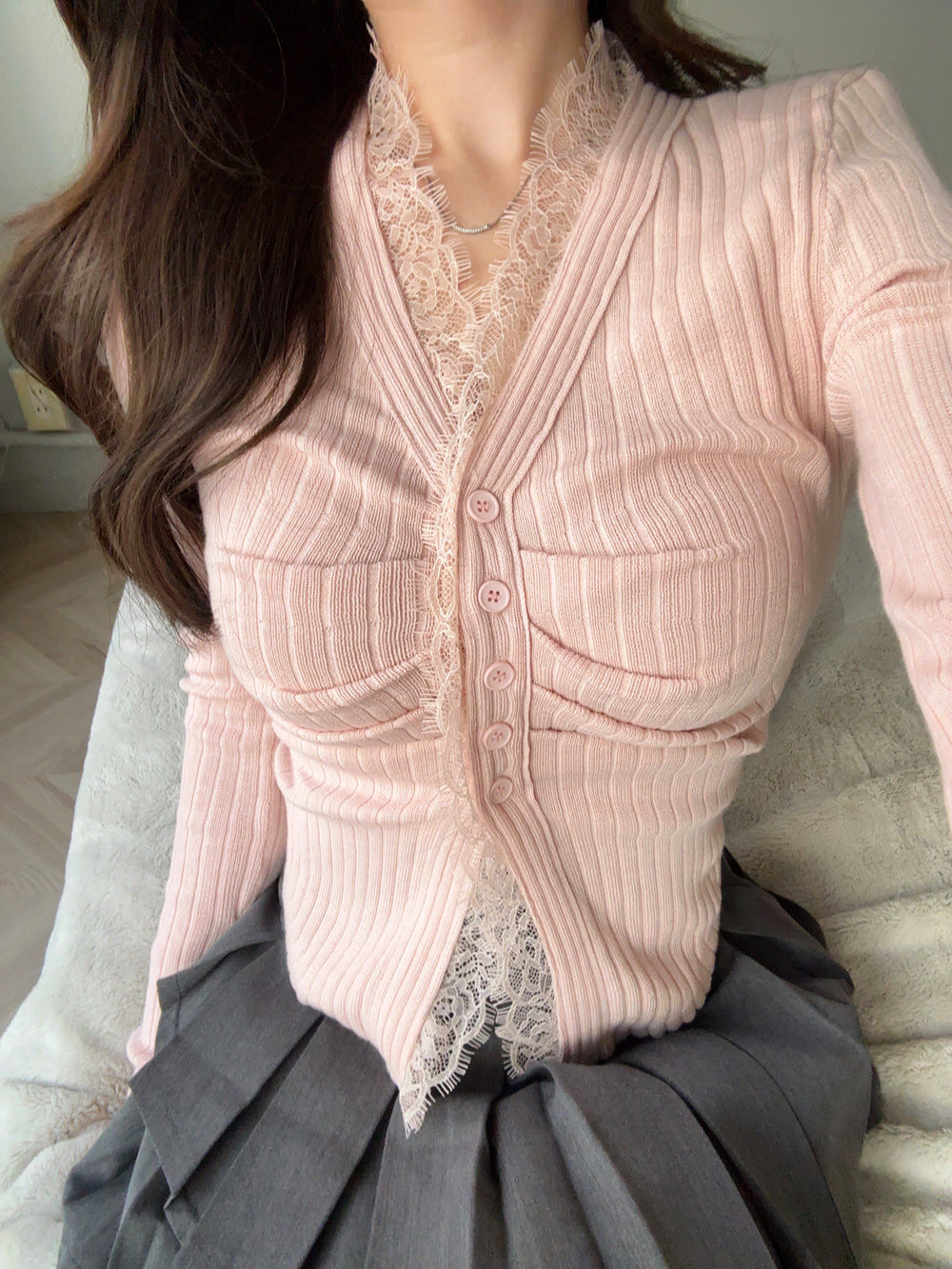 Vネックレースカーディガン | 詳細画像3