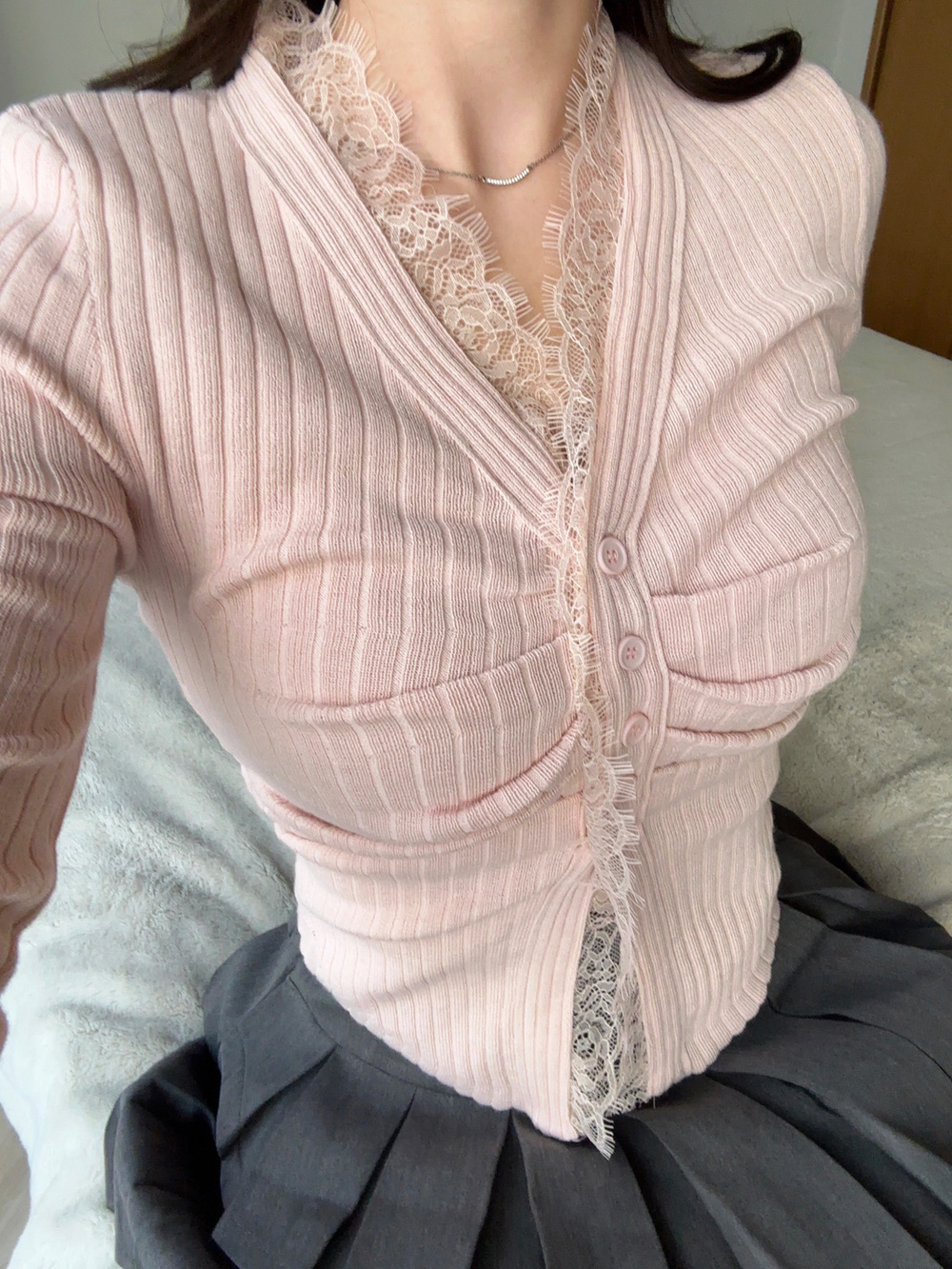 Vネックレースカーディガン | 詳細画像5