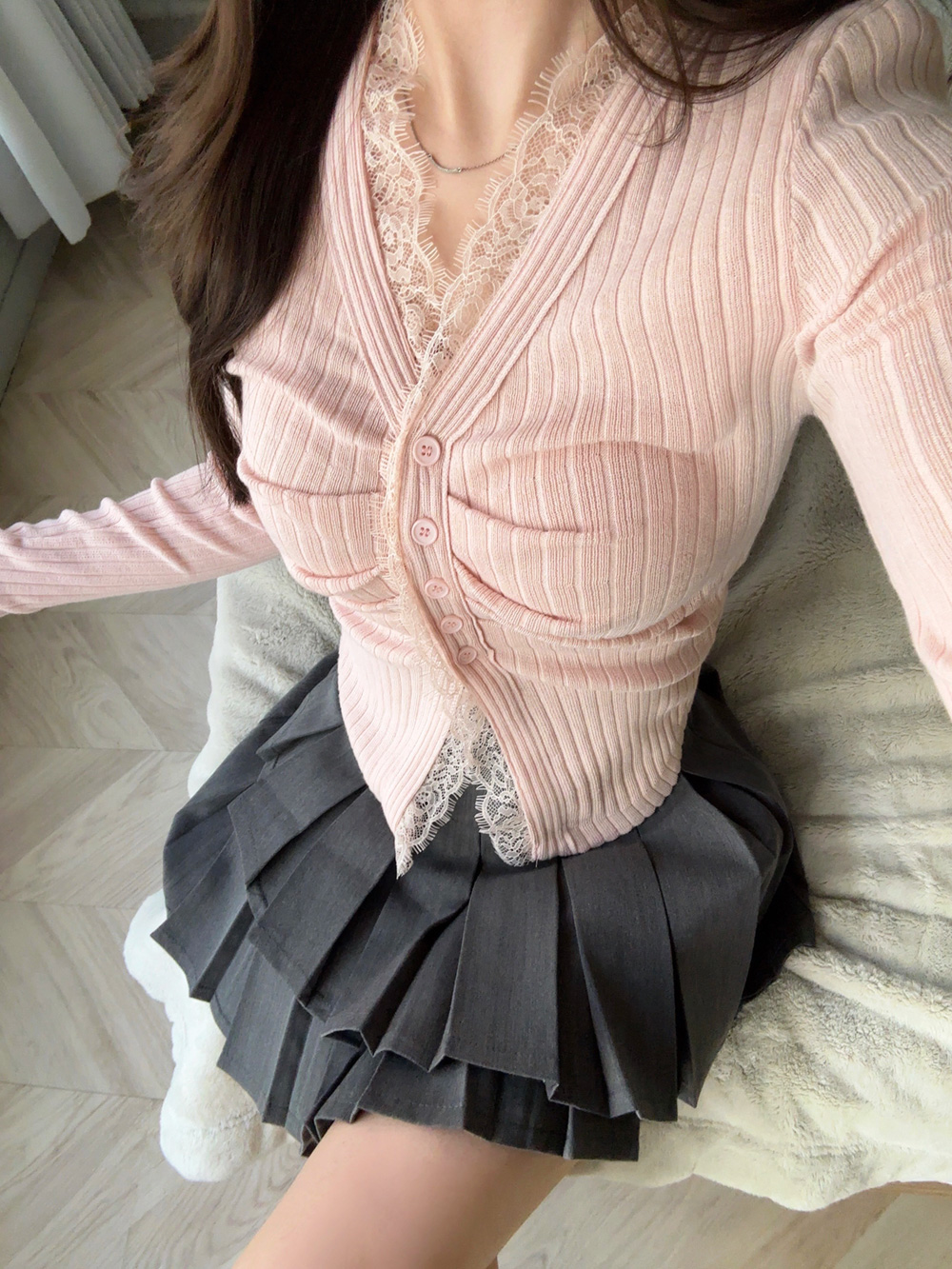 Vネックレースカーディガン | 詳細画像7