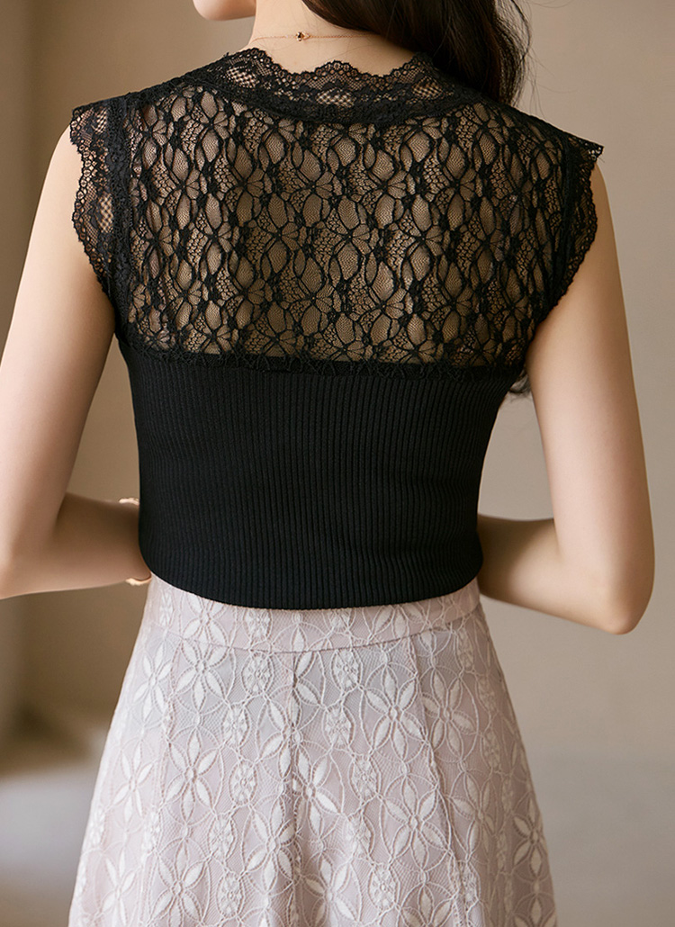 レースドッキングニットノースリーブ | レディースファッション通販