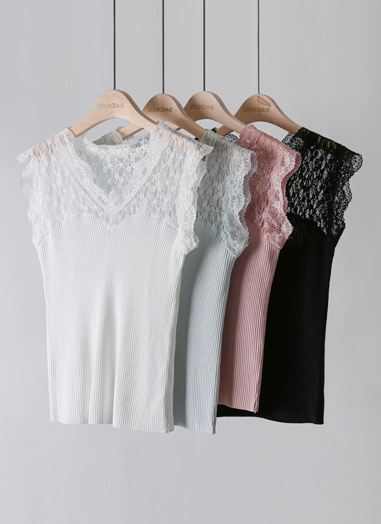 レースドッキングニットノースリーブ | レディースファッション通販