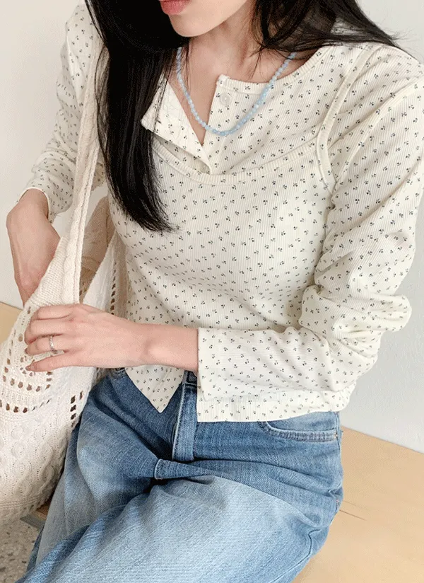 小花柄リブキャミソール&カーディガンSET | 66girls | 詳細画像1