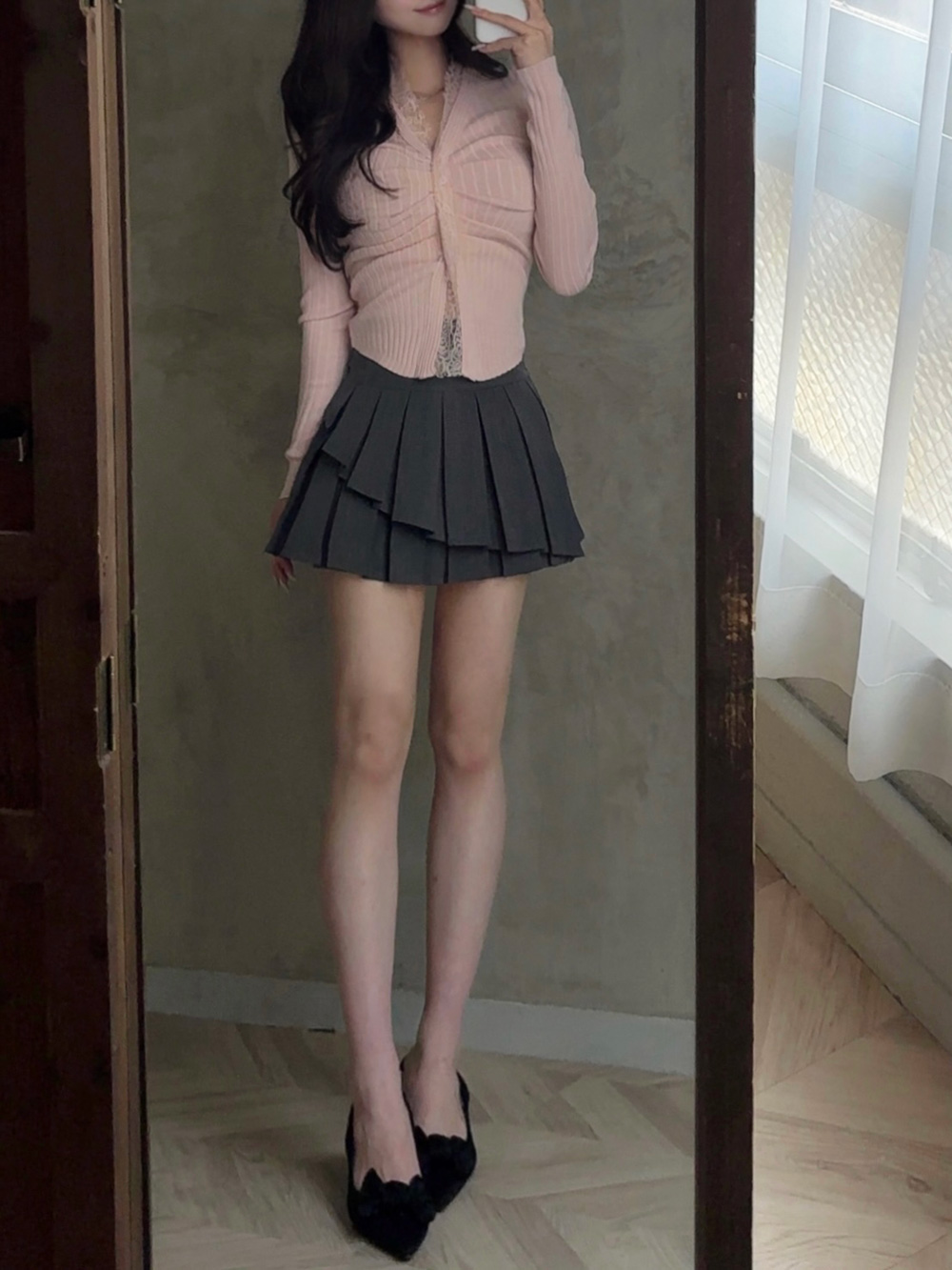 パンツ裏地ダブルプリーツミニスカート | 詳細画像9