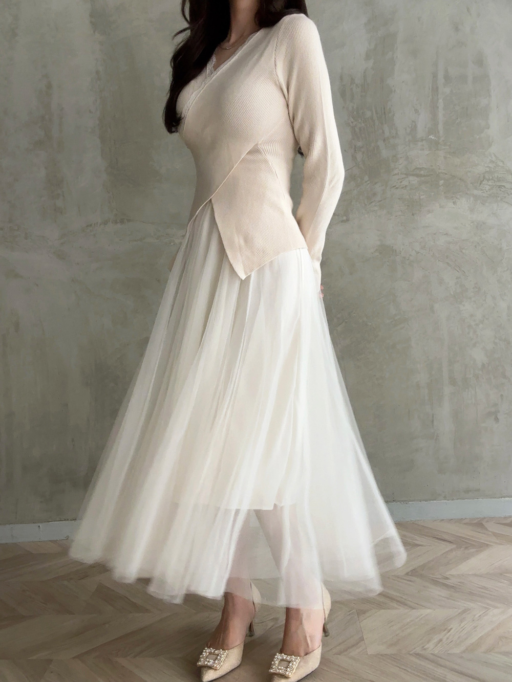 ウエストゴムチュールフレアスカート | 詳細画像4