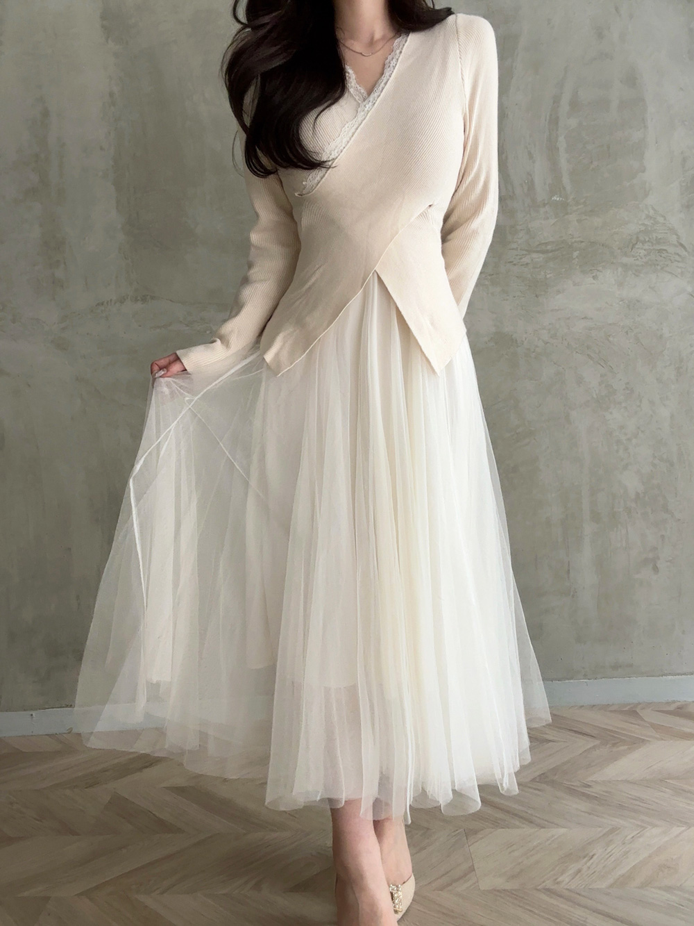 ウエストゴムチュールフレアスカート | 詳細画像6
