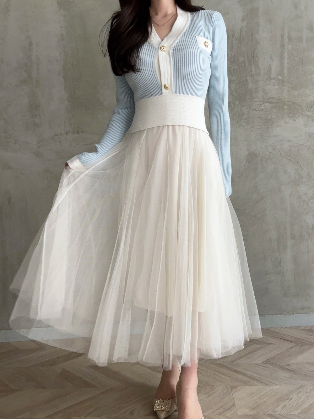 ウエストゴムチュールフレアスカート | 詳細画像7