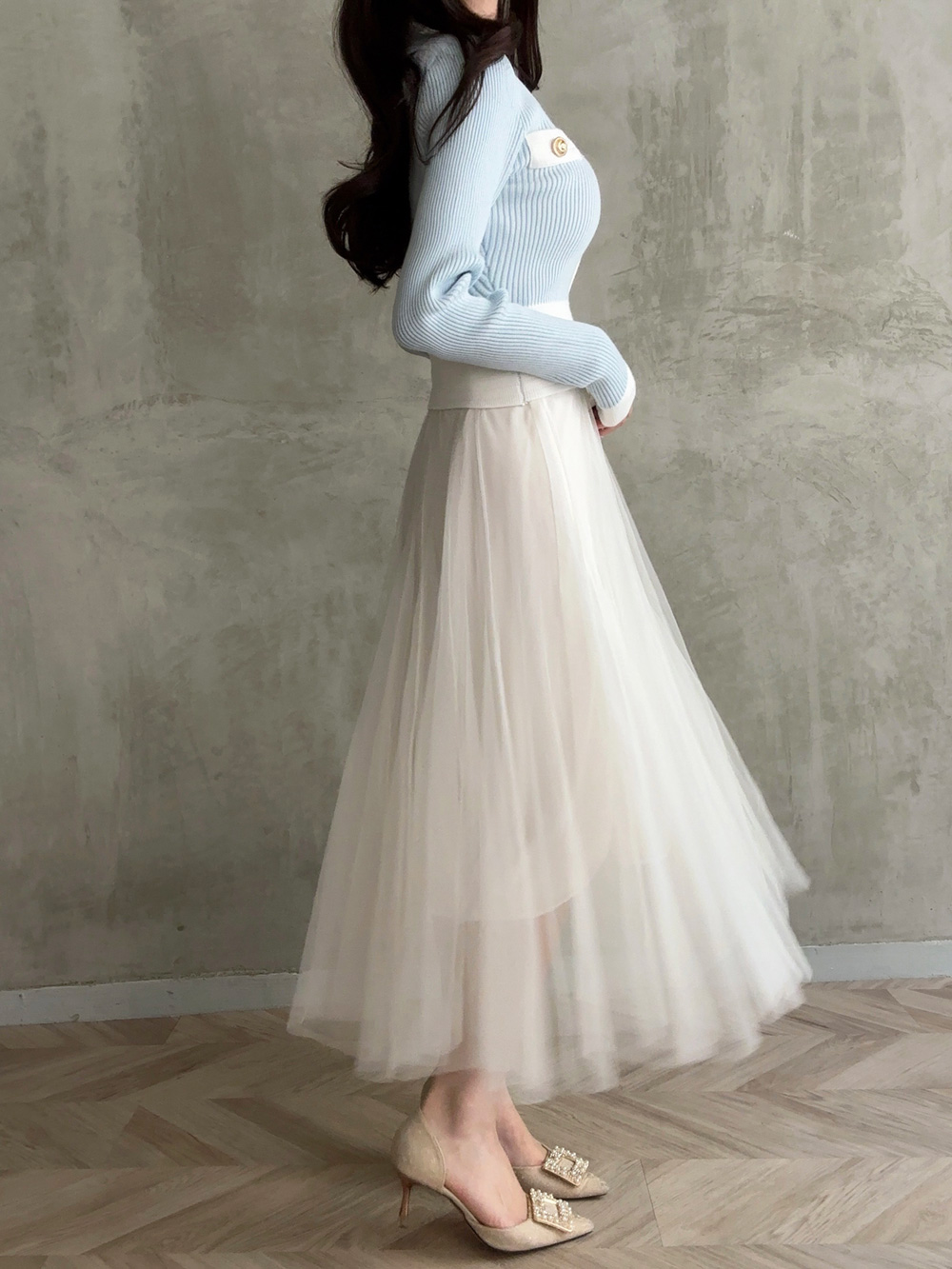 ウエストゴムチュールフレアスカート | 詳細画像8