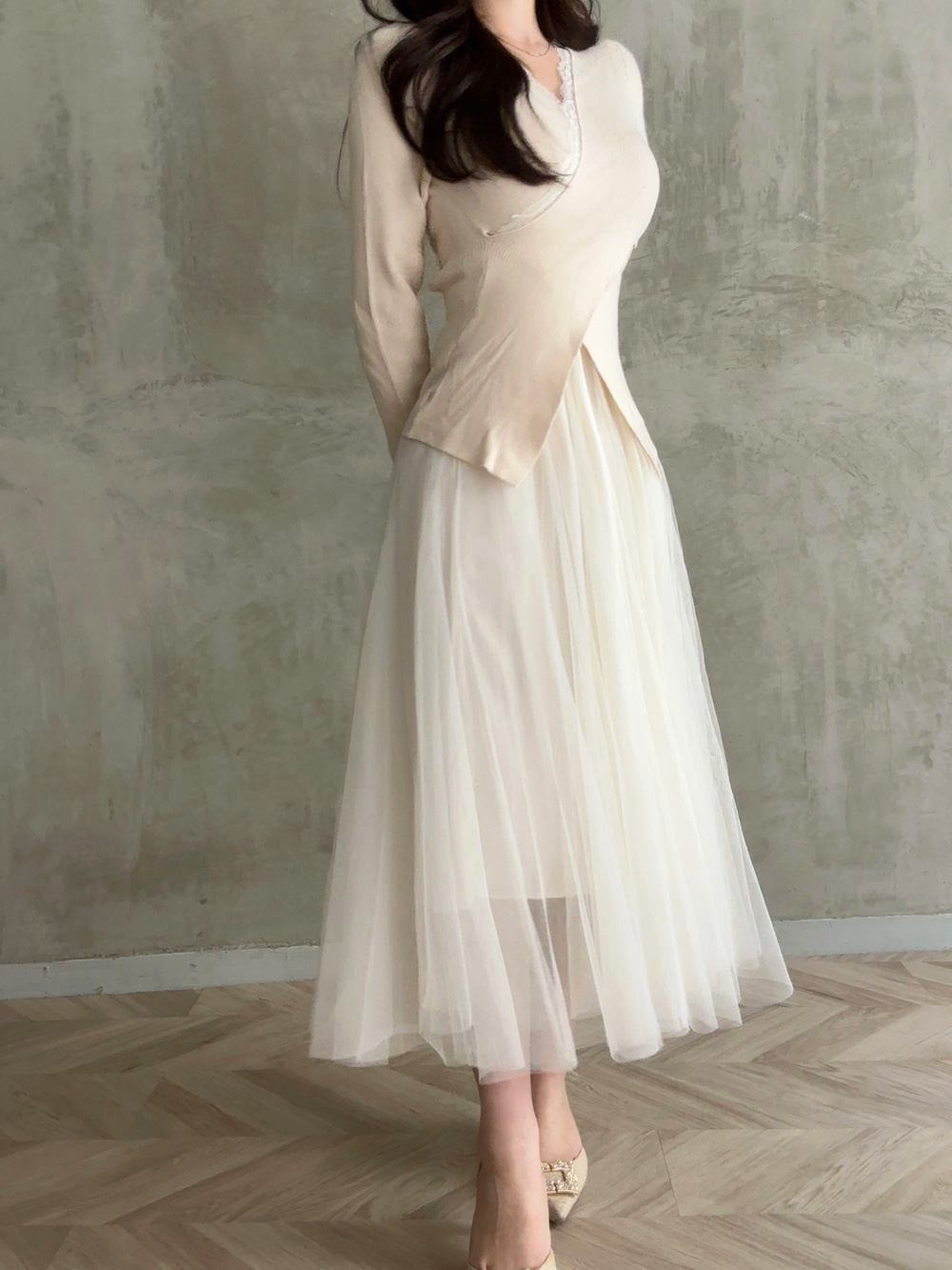 ウエストゴムチュールフレアスカート | 詳細画像11