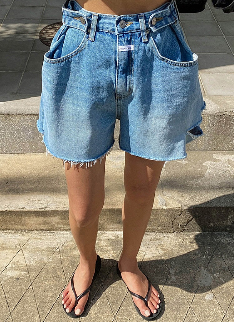 アジャストボタンラベルダメージショートデニムパンツ | 詳細画像17