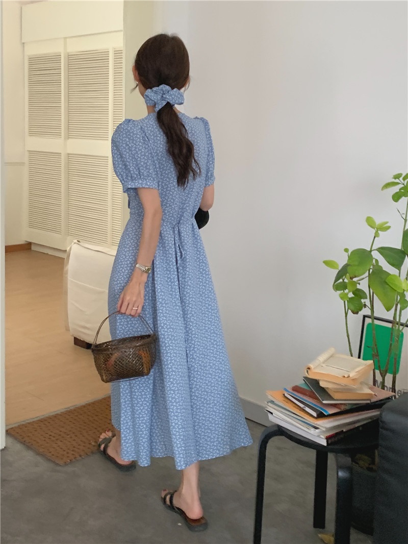 シュシュ付小花柄カシュクールパフ半袖ワンピース | 詳細画像26