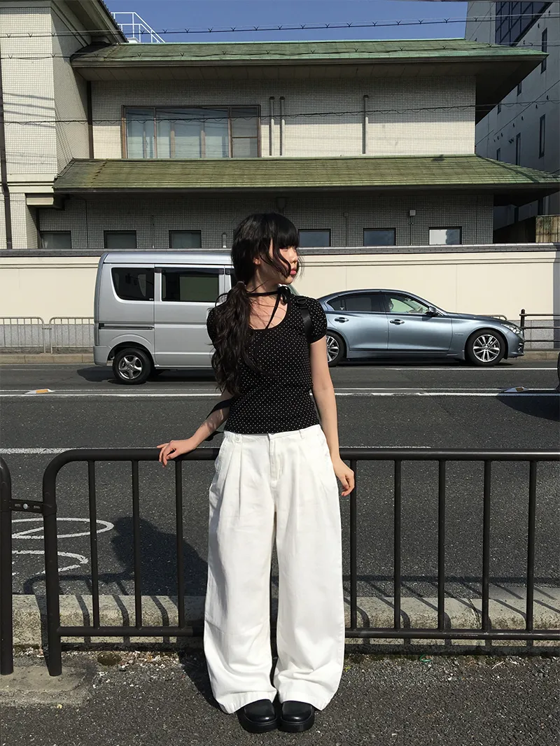 ツータックコットンワイドパンツ | anyonemore | 詳細画像1