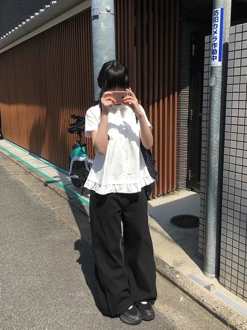 アジャストスナップボタンサイドタックワイドパンツ | anyonemore | 詳細画像1