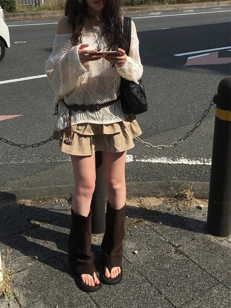 ベルト付パンツ裏地スタッズループティアードスカート | anyonemore | 詳細画像1