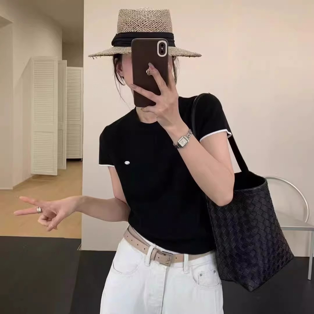 2TYPEバックボタンスリット配色半袖ニット | 詳細画像6