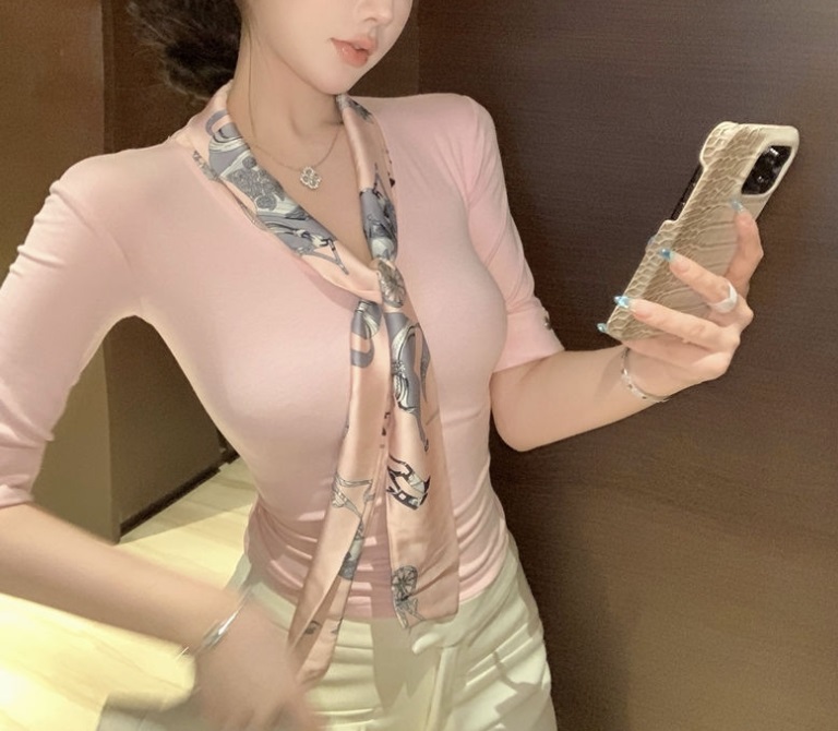 パターンスカーフロールアップ半袖Tシャツ | 詳細画像11