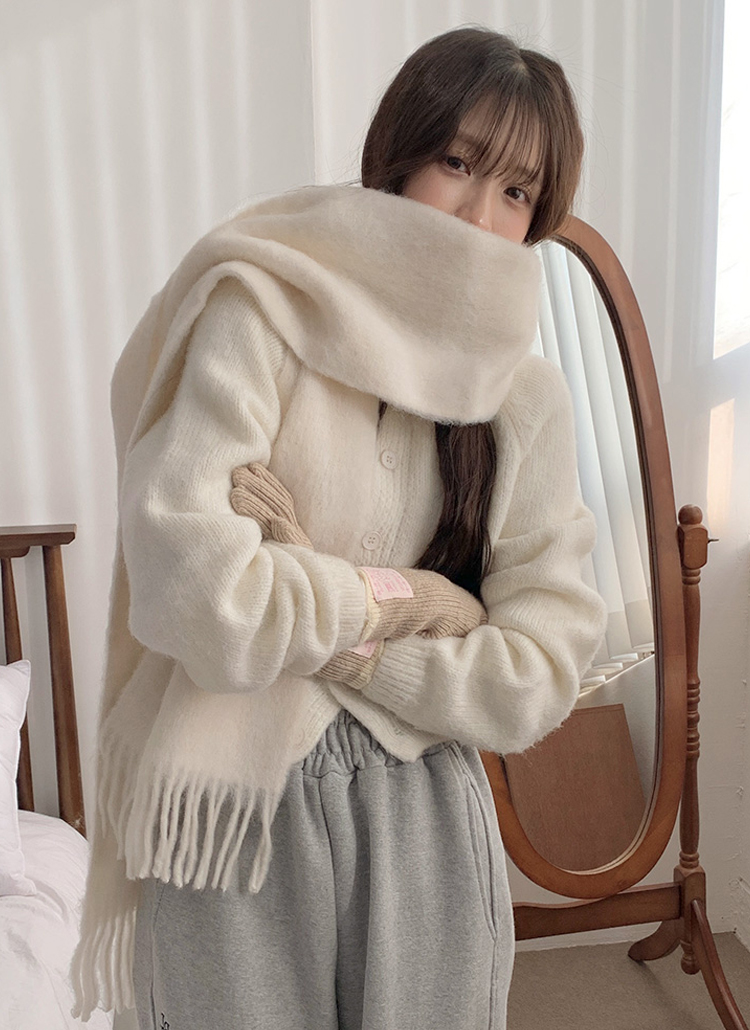 ウール混パッチ無地マフラー | レディースファッション通販 - DHOLIC