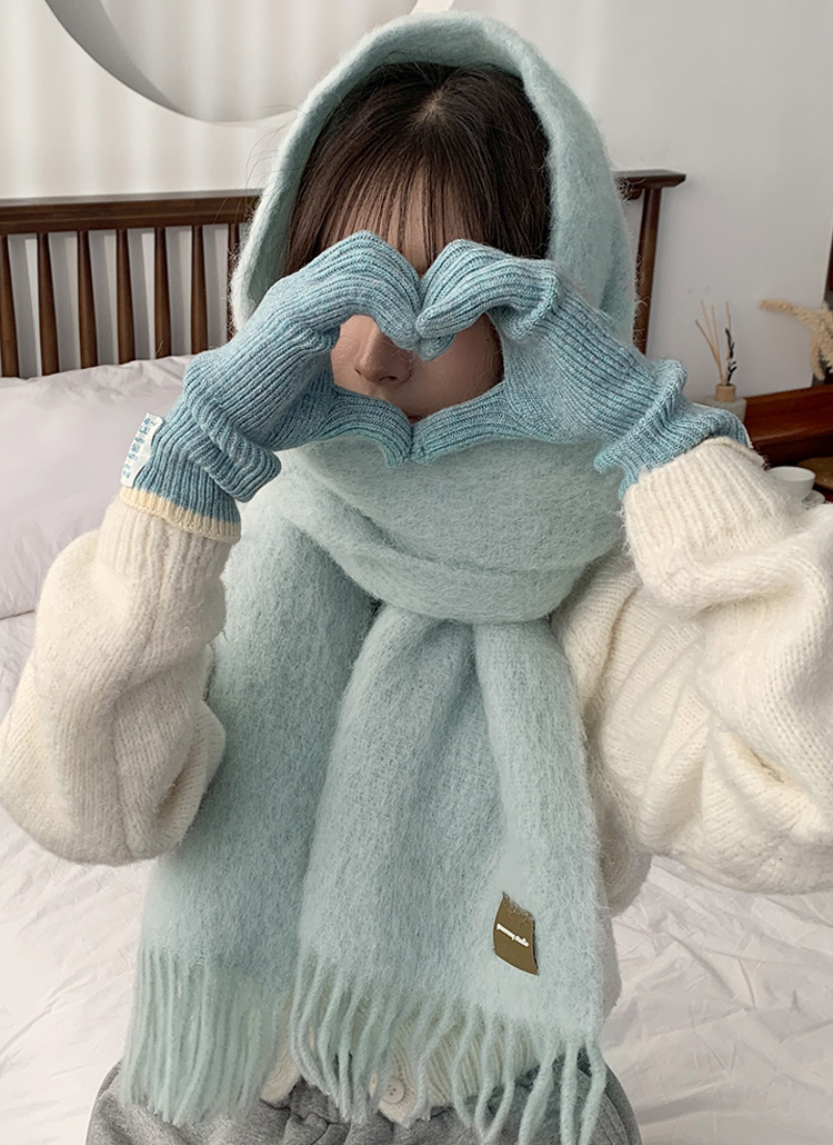 ウール混パッチ無地マフラー | レディースファッション通販 - DHOLIC