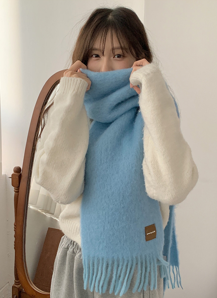 ウール混パッチ無地マフラー | レディースファッション通販 - DHOLIC