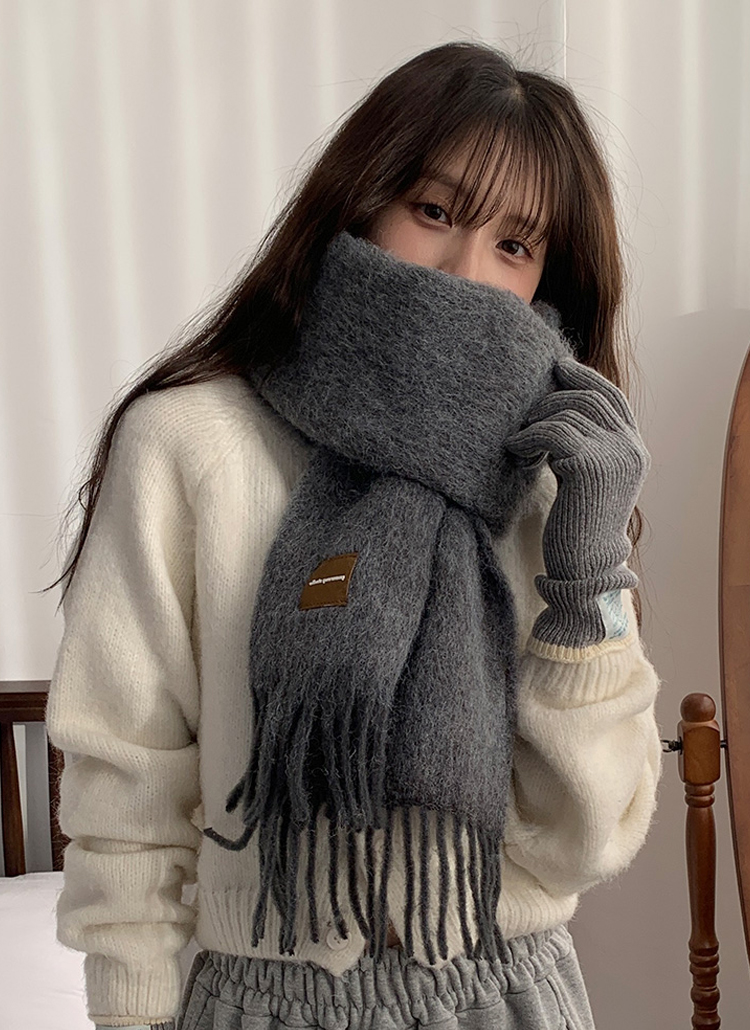 ウール混パッチ無地マフラー | レディースファッション通販 - DHOLIC
