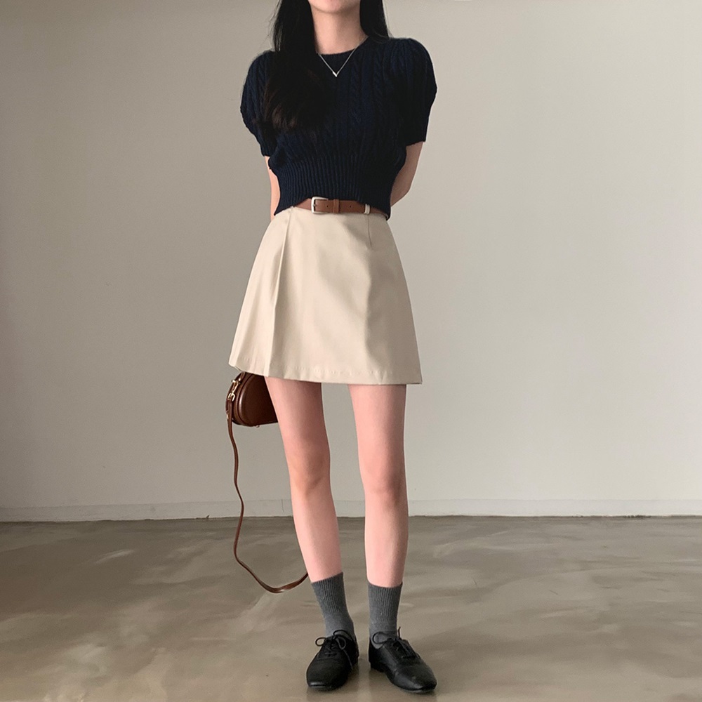 バックボタンパフ半袖クロップドケーブルニット | 詳細画像11