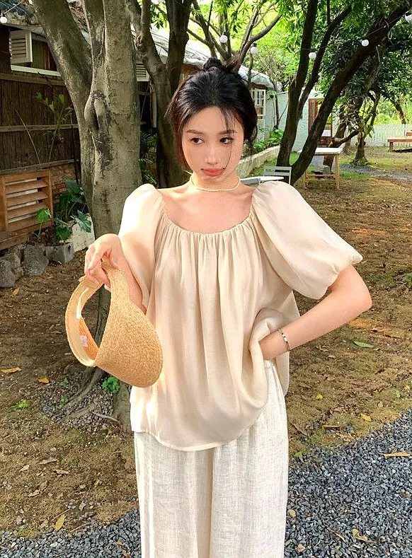 2WAYバックリボンバルーン半袖ブラウス | 詳細画像1