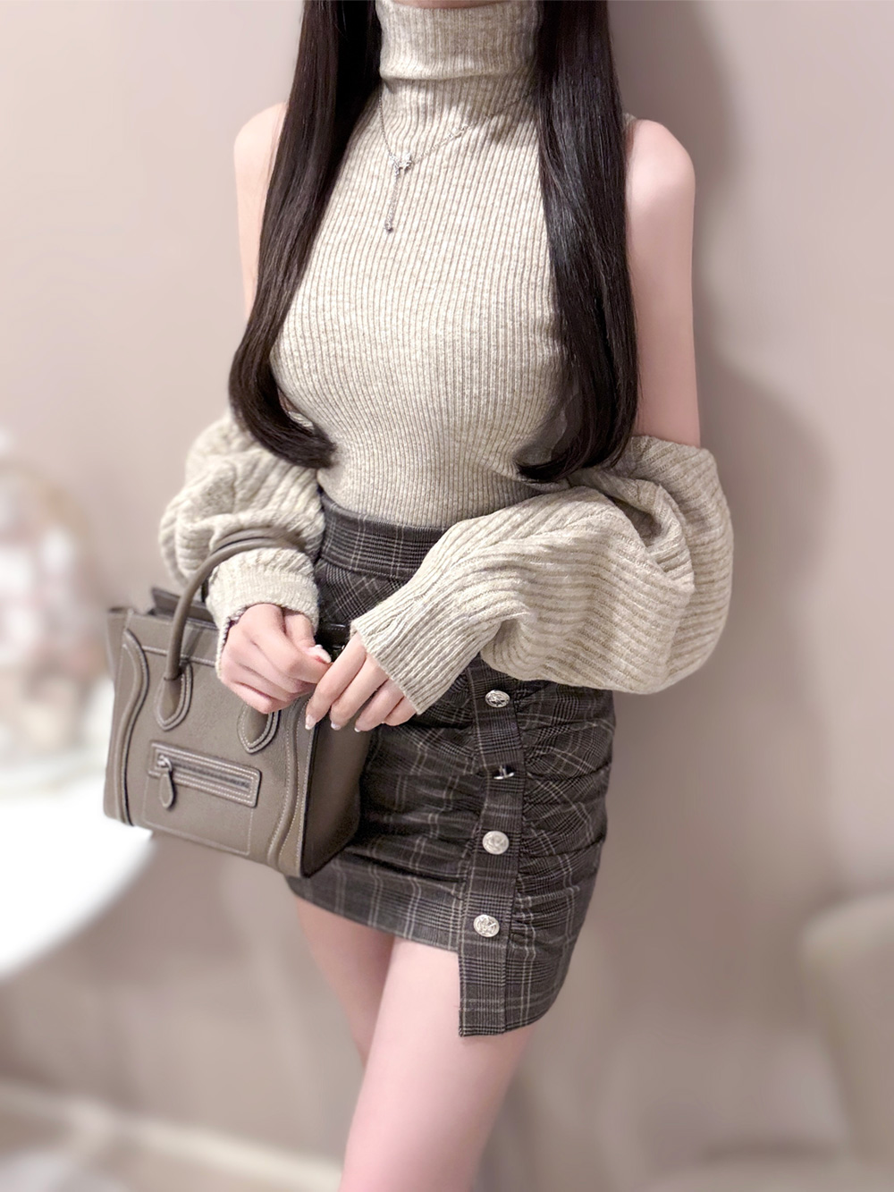 シャーリングボタンチェックミニスカート | 詳細画像6