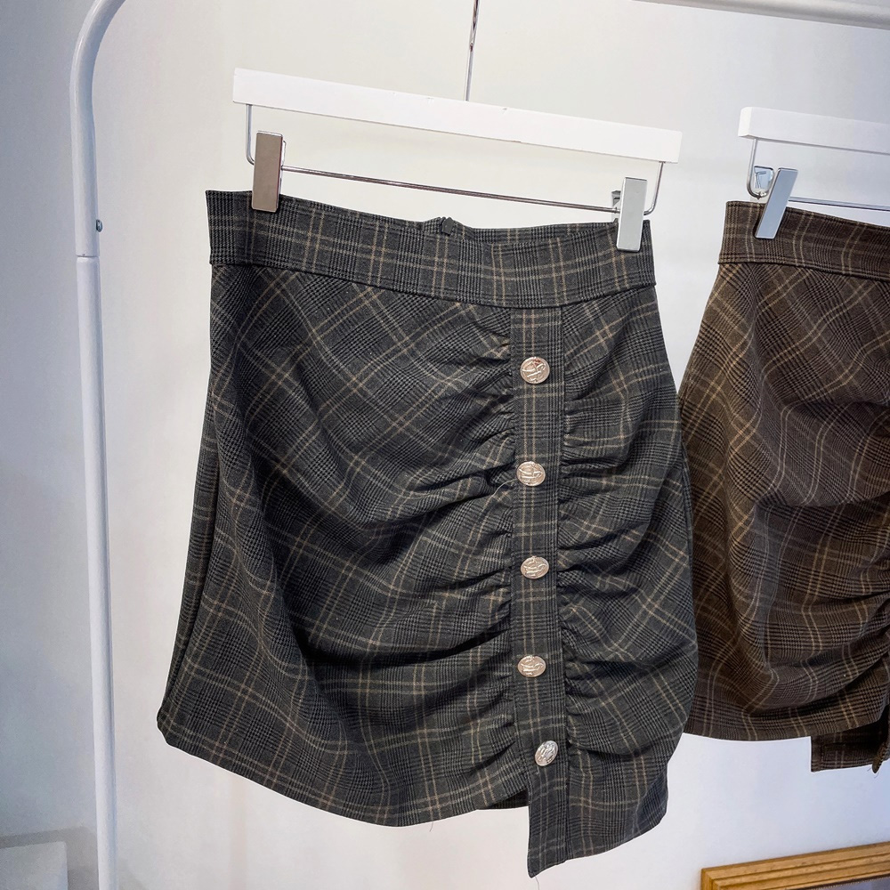 シャーリングボタンチェックミニスカート | 詳細画像15