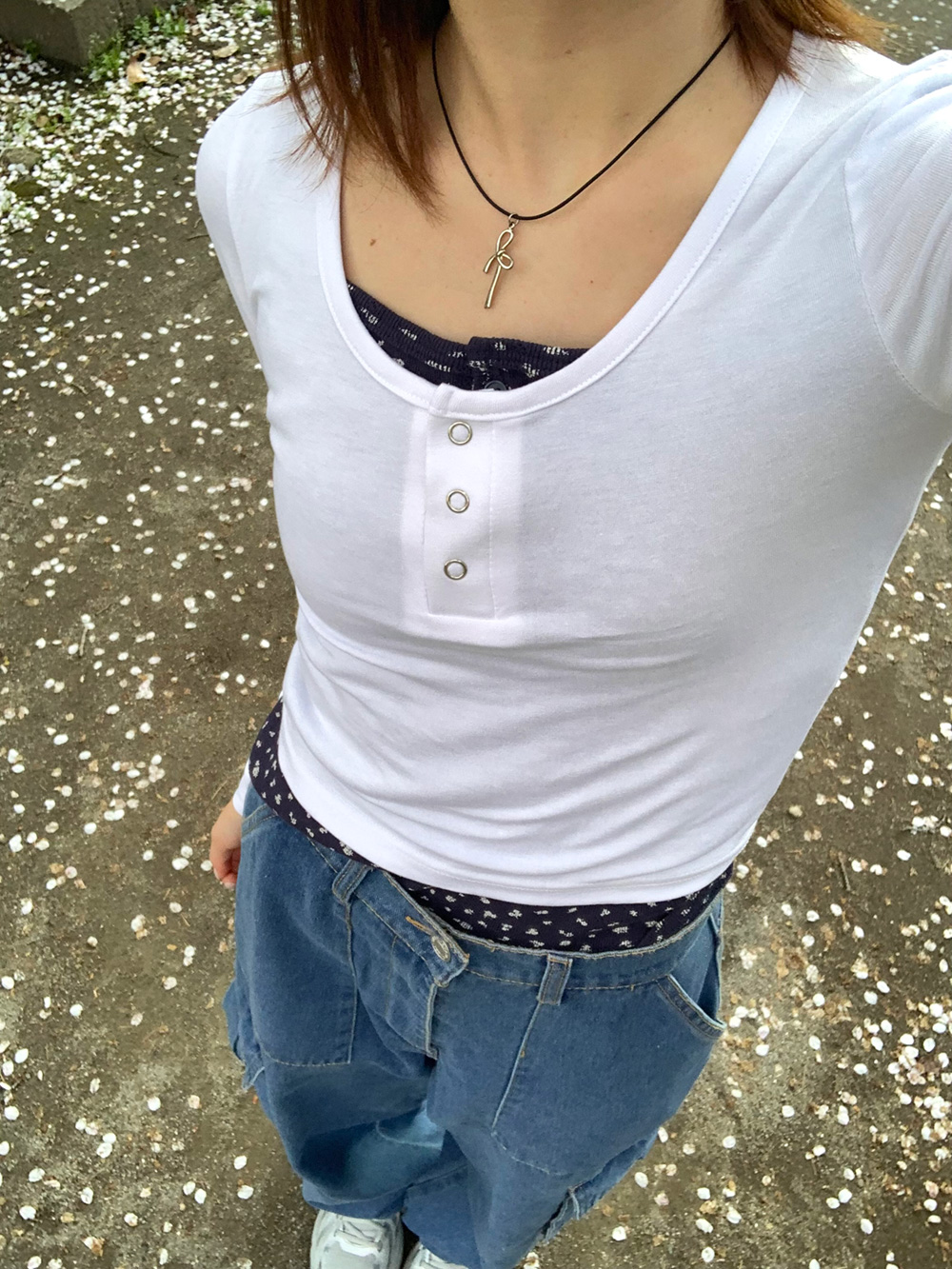 ハーフボタンUネックスリムTシャツ | 詳細画像4