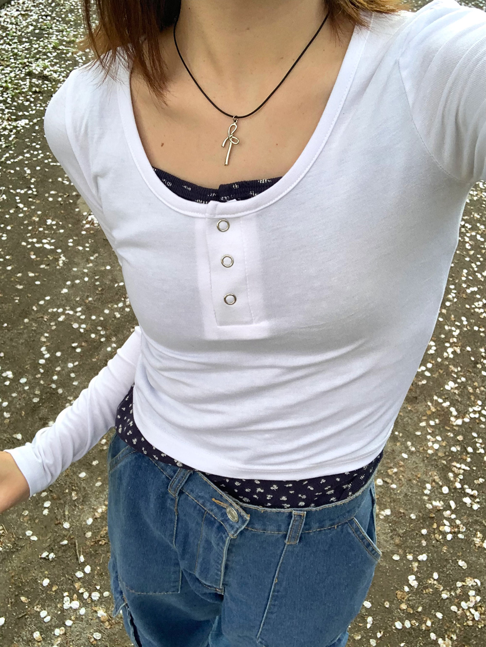 ハーフボタンUネックスリムTシャツ | 詳細画像8