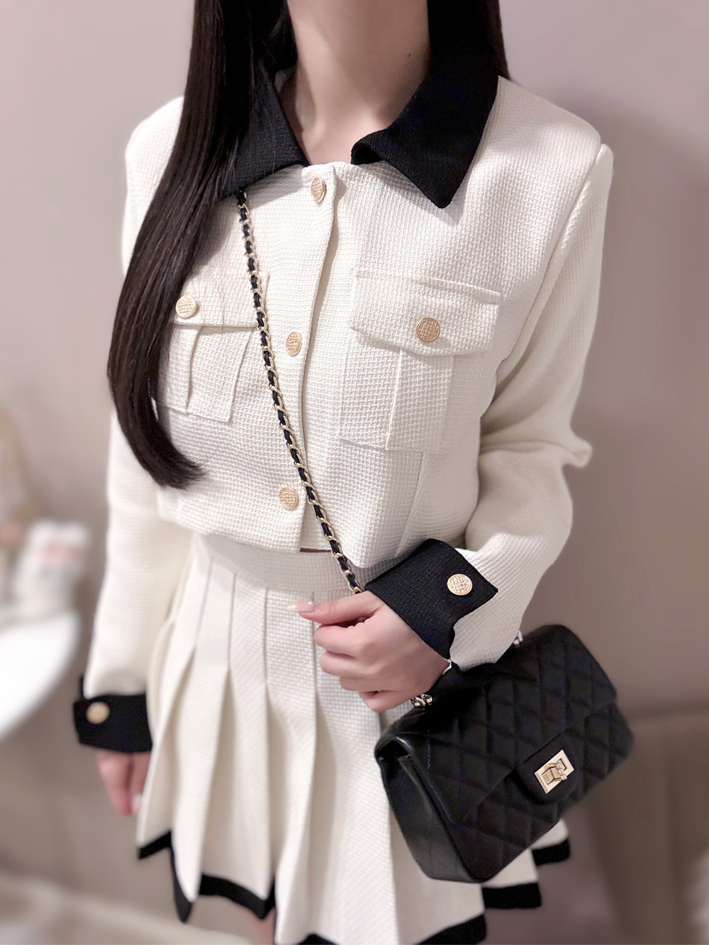 配色カラーツイードジャケット&パンツ裏地プリーツスカートSET | 詳細画像10