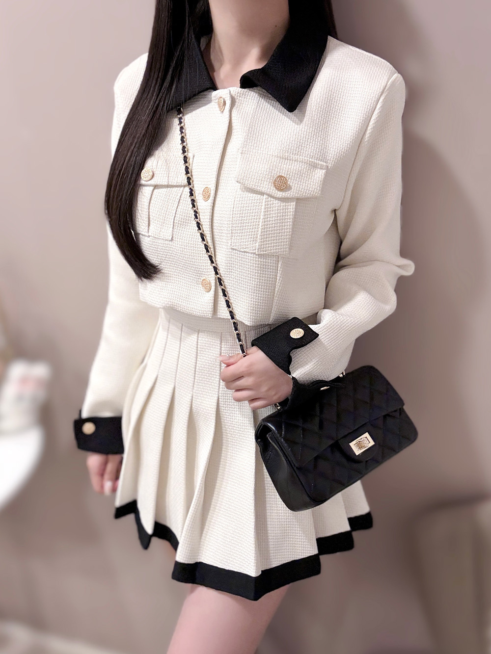 配色カラーツイードジャケット&パンツ裏地プリーツスカートSET | 詳細画像12