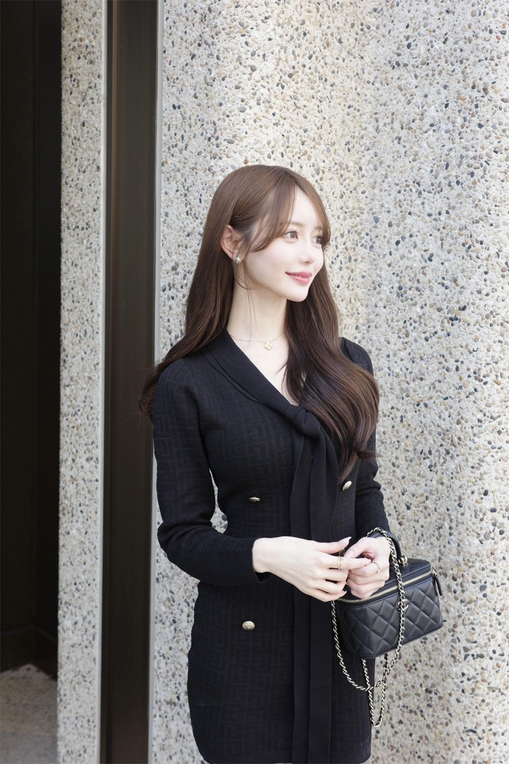 ボウタイダブルボタンニットミニワンピース | 詳細画像6