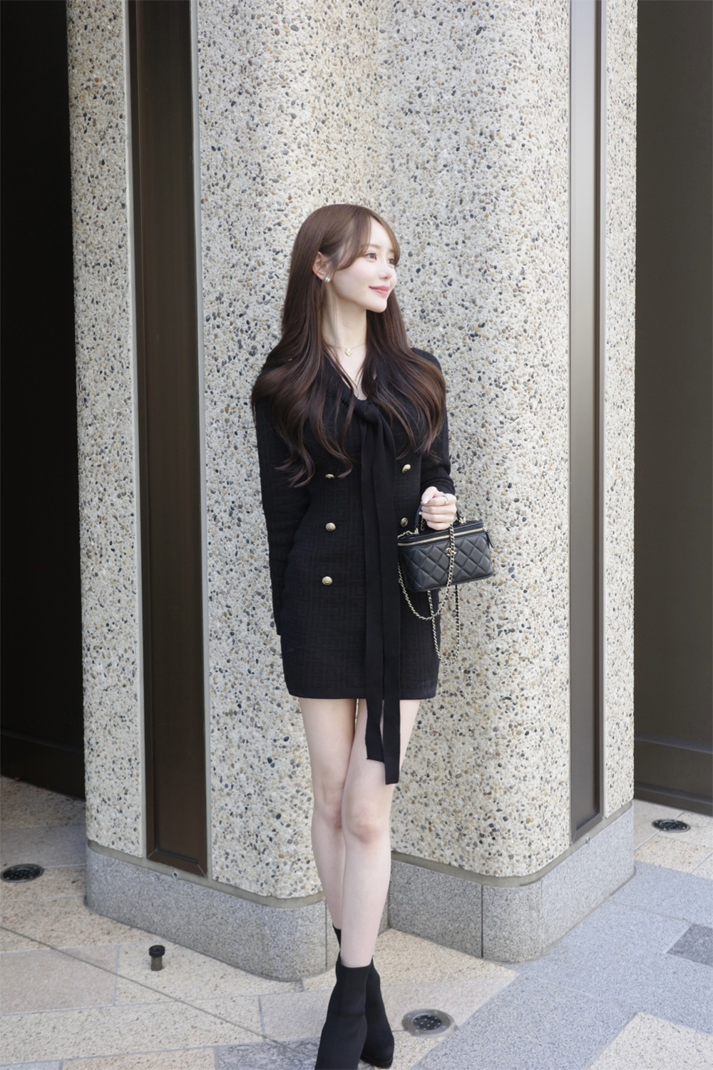 ボウタイダブルボタンニットミニワンピース | 詳細画像10