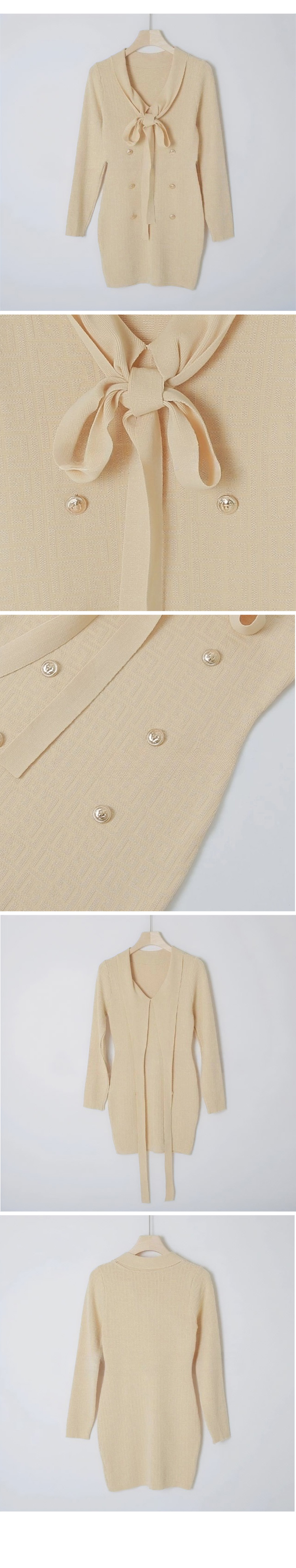 ボウタイダブルボタンニットミニワンピース | 詳細画像16