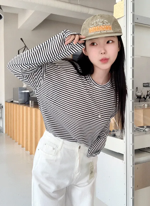 ルーズボーダーリブTシャツ | 66girls | 詳細画像1