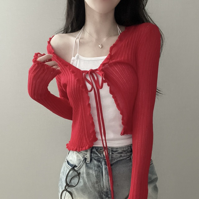 シアーリブフリルカーディガン Sheer RIB Frillカーディガン シアー