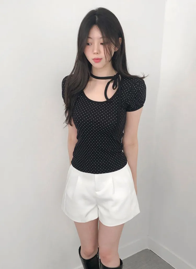 ドットリボンUネックキャップTシャツ | lilisense | 詳細画像1