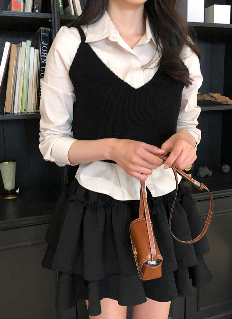 Vネックショートニットビスチェ | レディースファッション通販 - DHOLIC