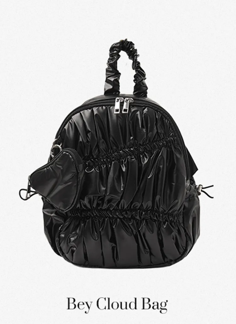 ハートポーチ付グロッシーストリングバックパック | cream creme | 詳細画像1