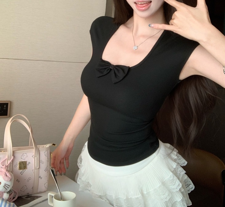 リボンスクエアネックフレンチスリーブTシャツ | 詳細画像16